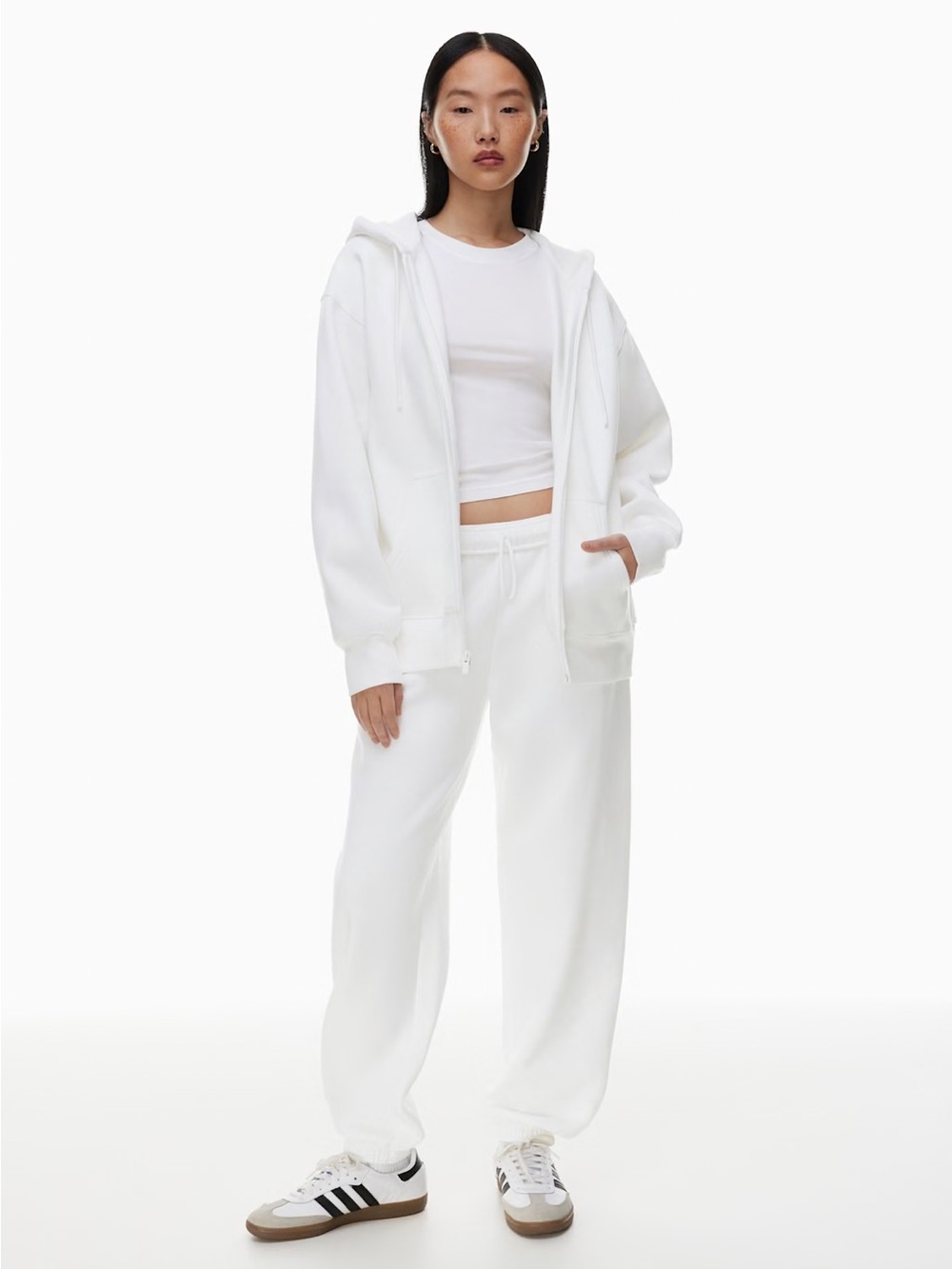 NWT - Aritzia Cozy Fleece Boyfriend Zip Hoodie - Size XS - White